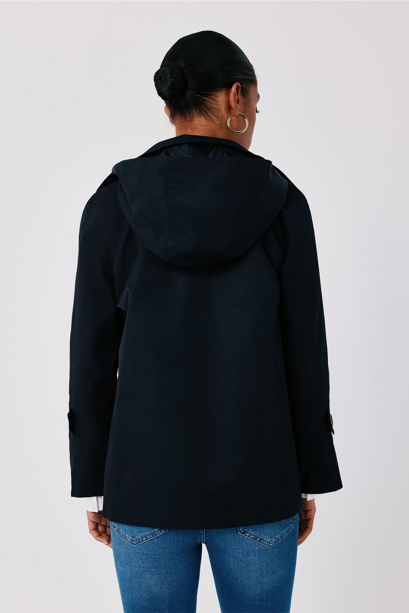 Cortefiel Short flared trench Black