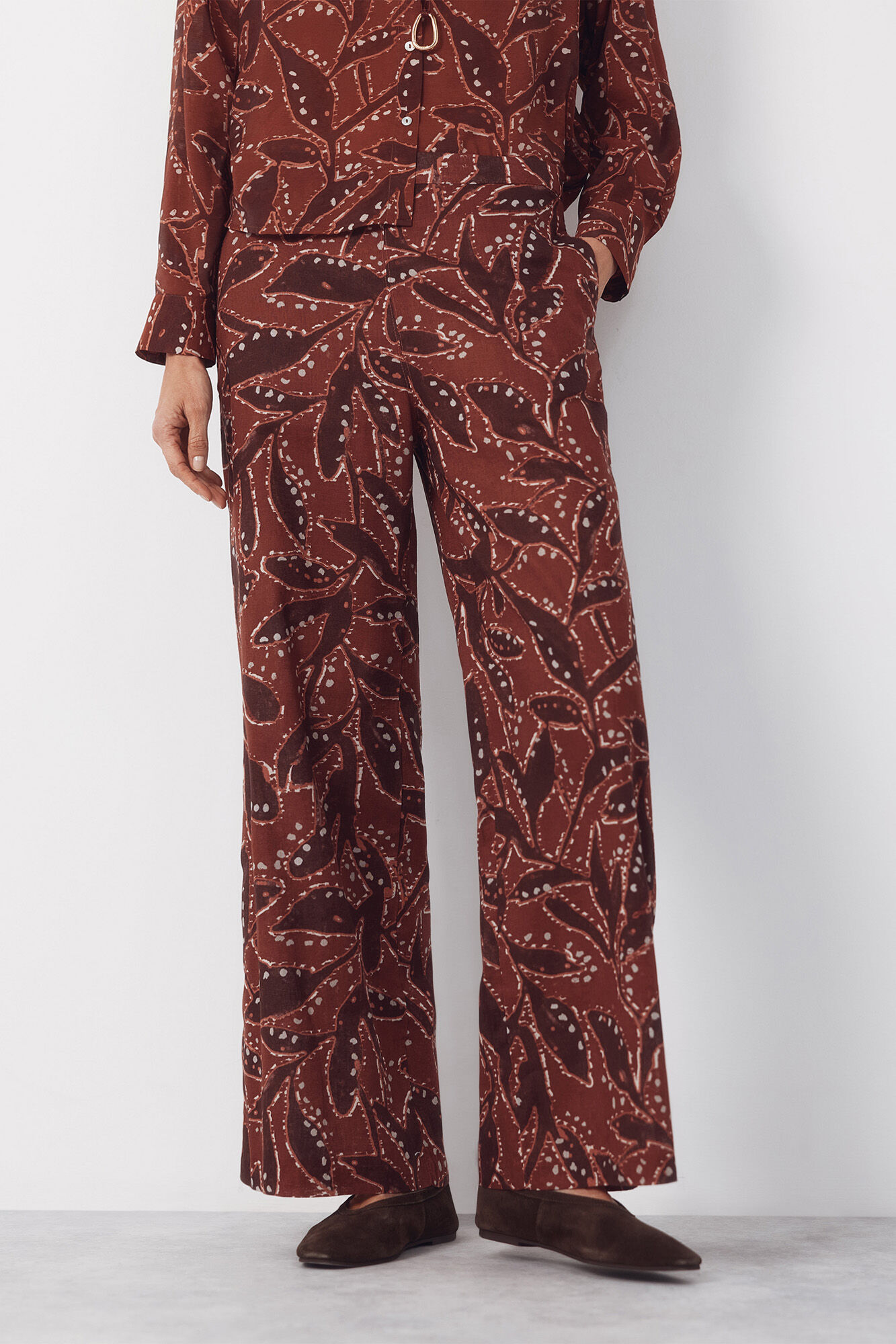 Cortefiel Printed linen trousers