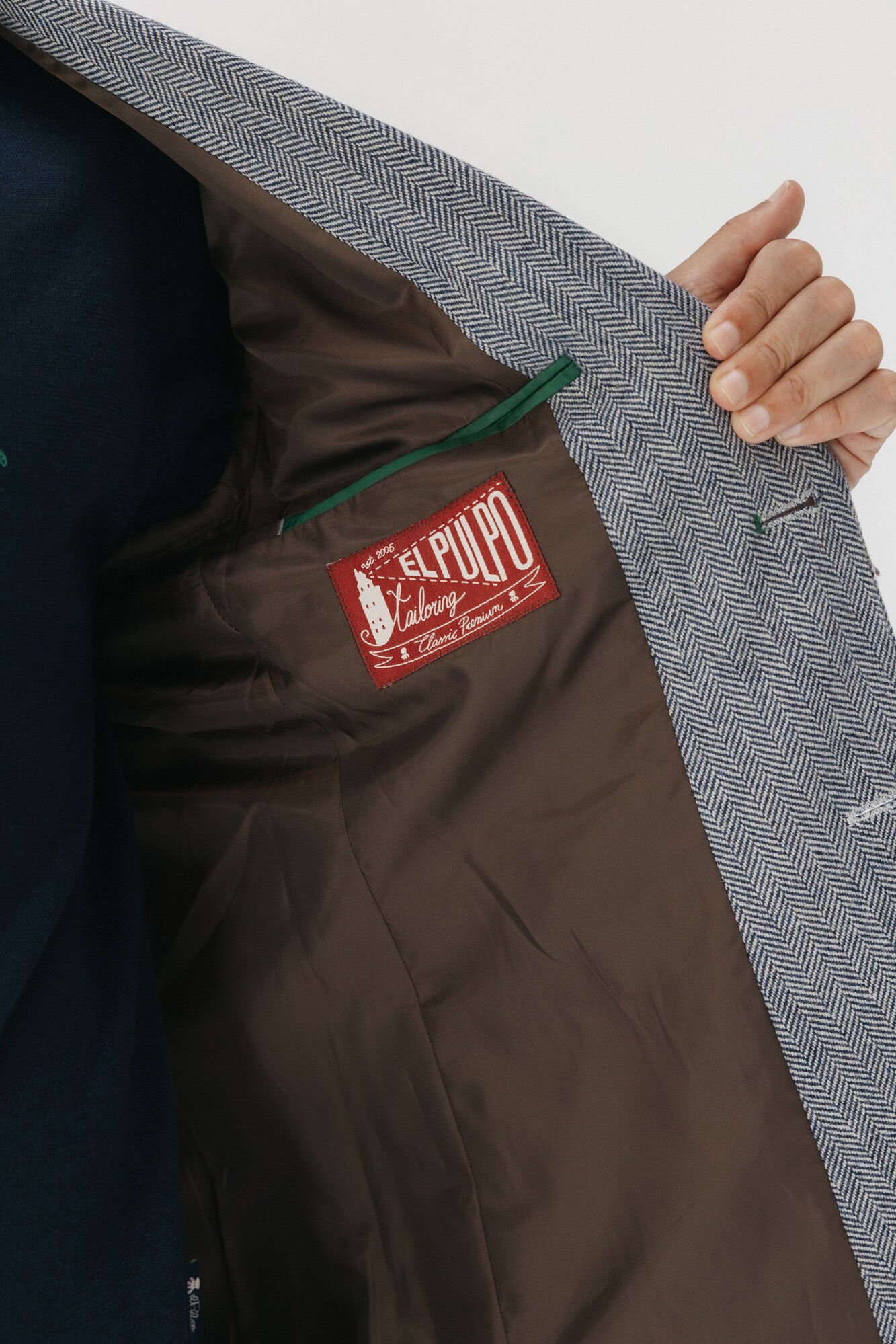 elPulpo Espiga espinha de peixe com l&atilde; Cinzento