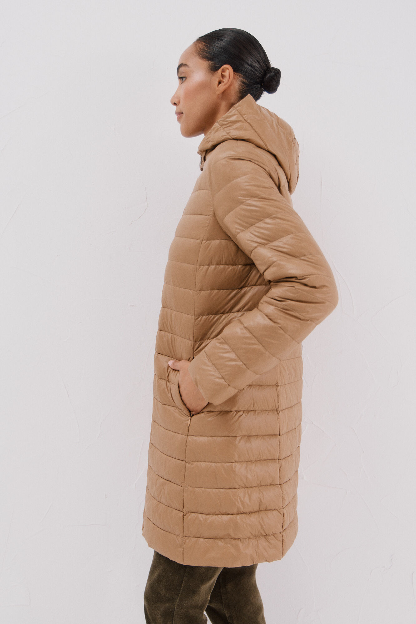 Cortefiel Long down coat Beige