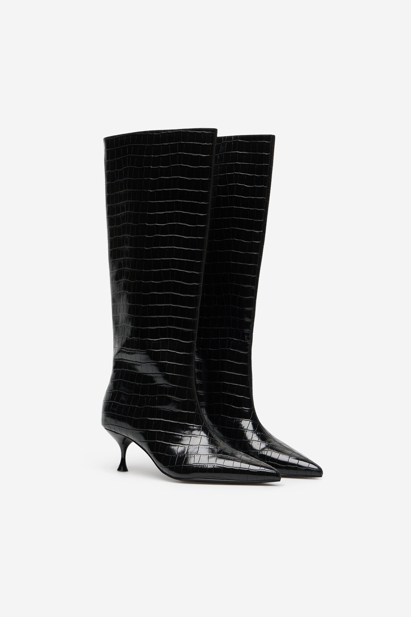 Cortefiel Coconut-effect kitten-heeled boot Black