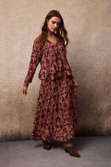 Slowlove Vestido estampado fluido Estampado granate