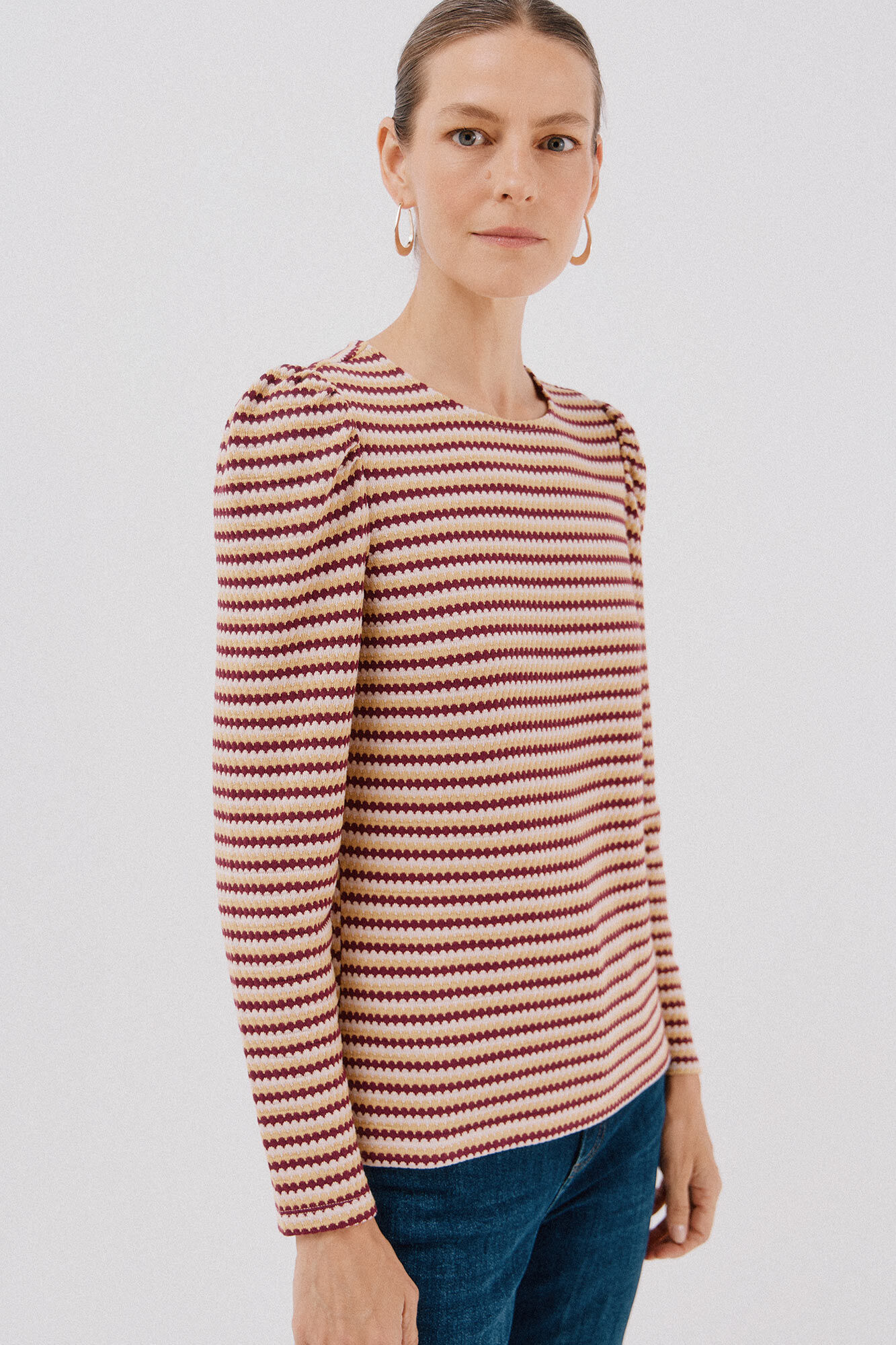 Cortefiel multicoloured striped structured top Multicolour