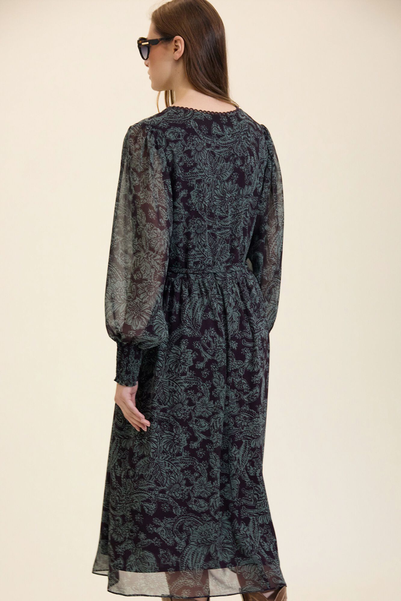 Meisie Vestido largo de gasa con estampado floral
