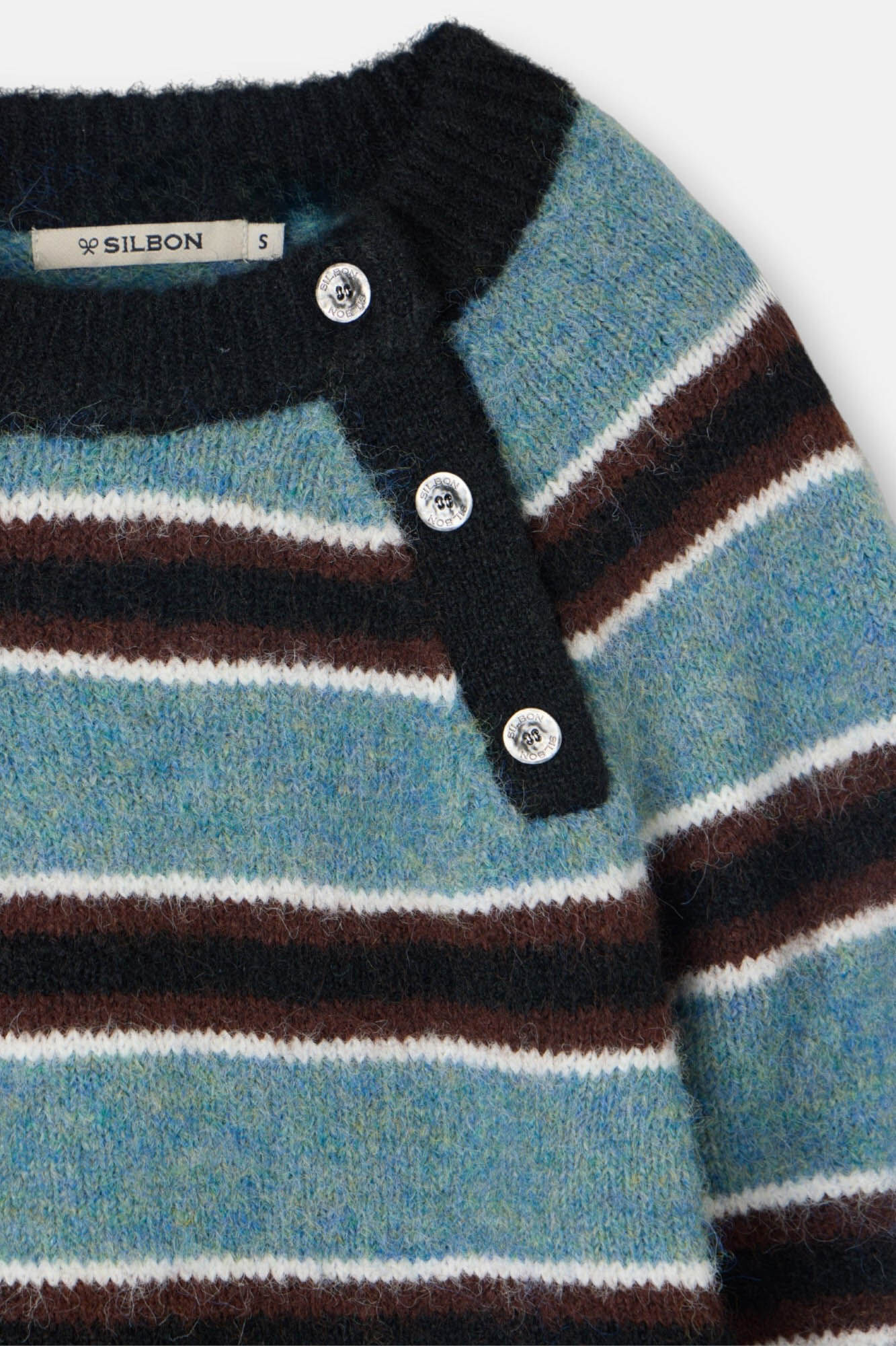 Silbon Camisola riscas com bot&otilde;es Multicolorido