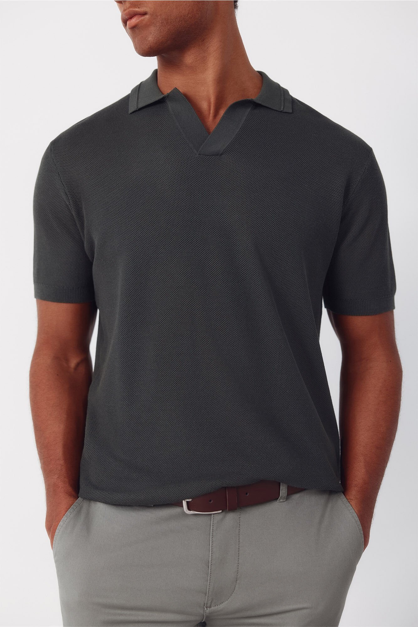 Cortefiel Camisola polo piqu&eacute; manga curta Verde