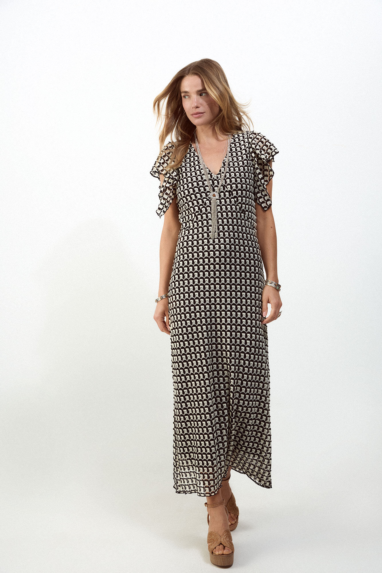 Slowlove Multicoloured structured dress Black