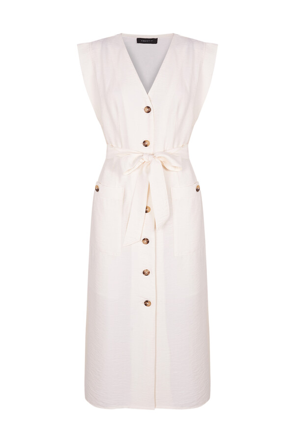 Cortefiel Dress with pockets White