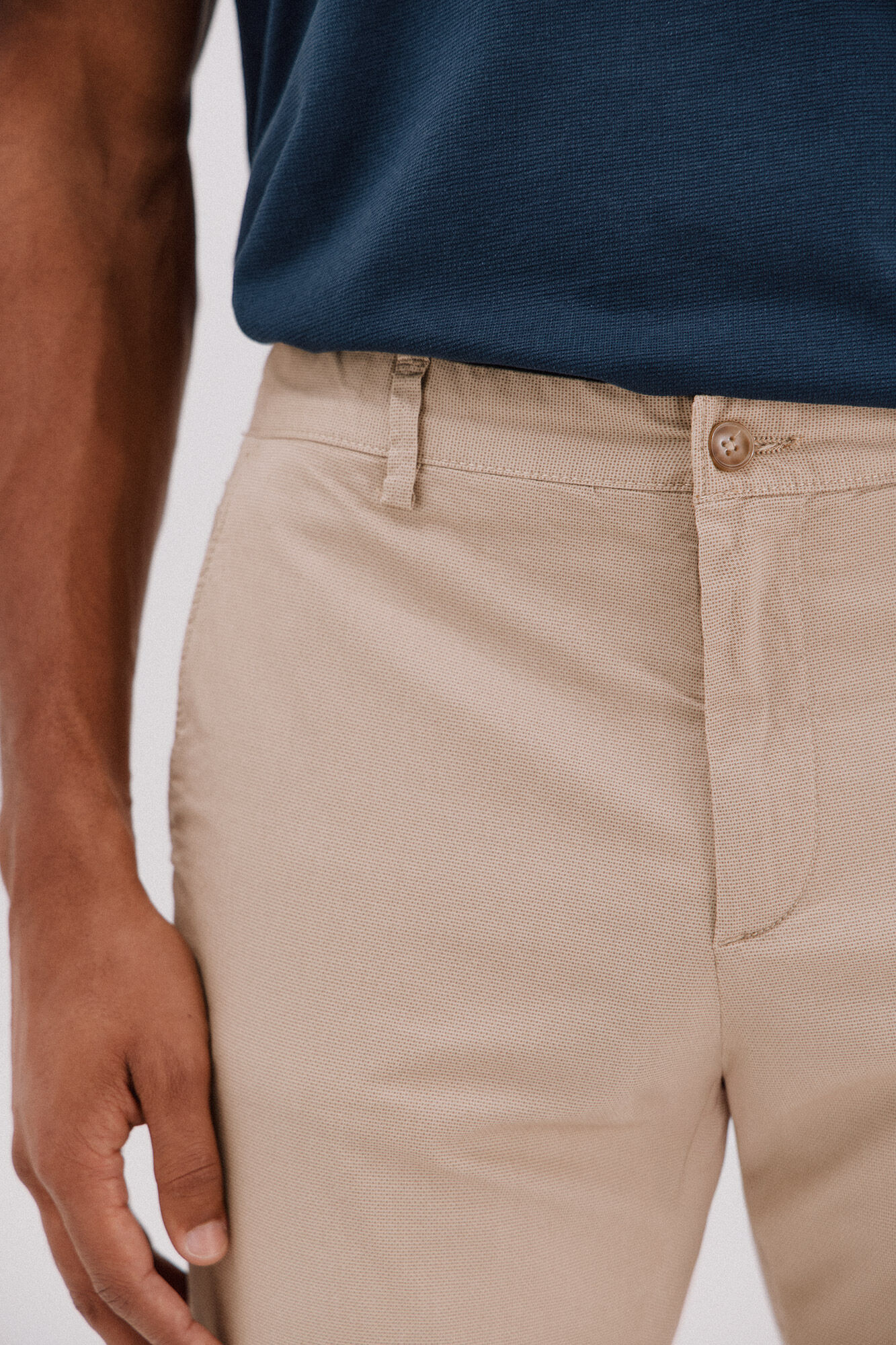 Cortefiel Slim-fit print chinos pants Beige