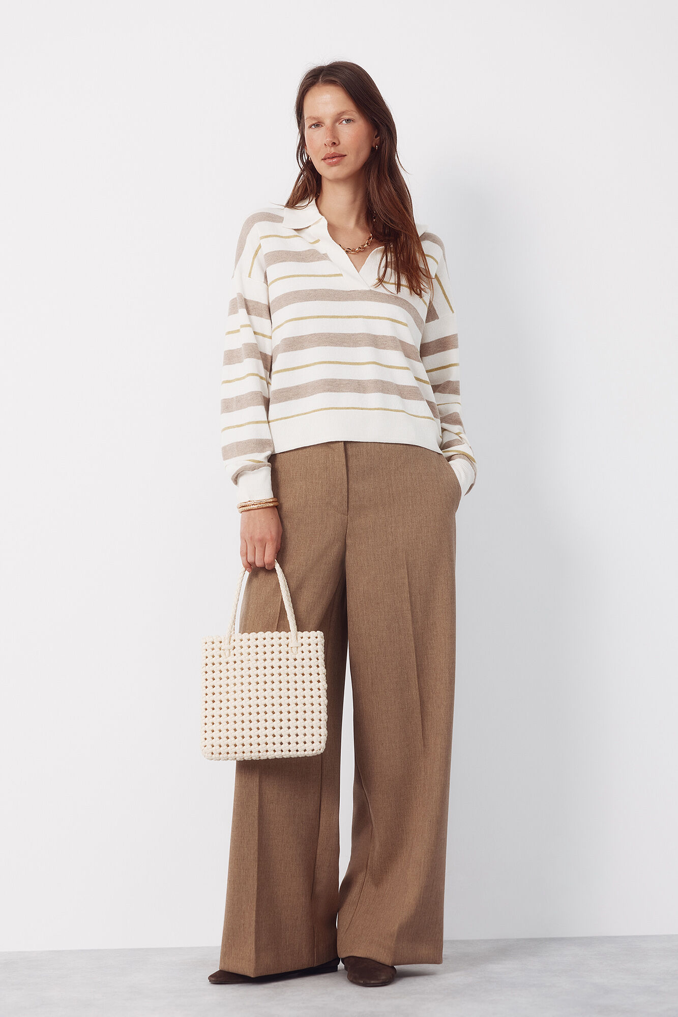 Cortefiel Striped polo jumper