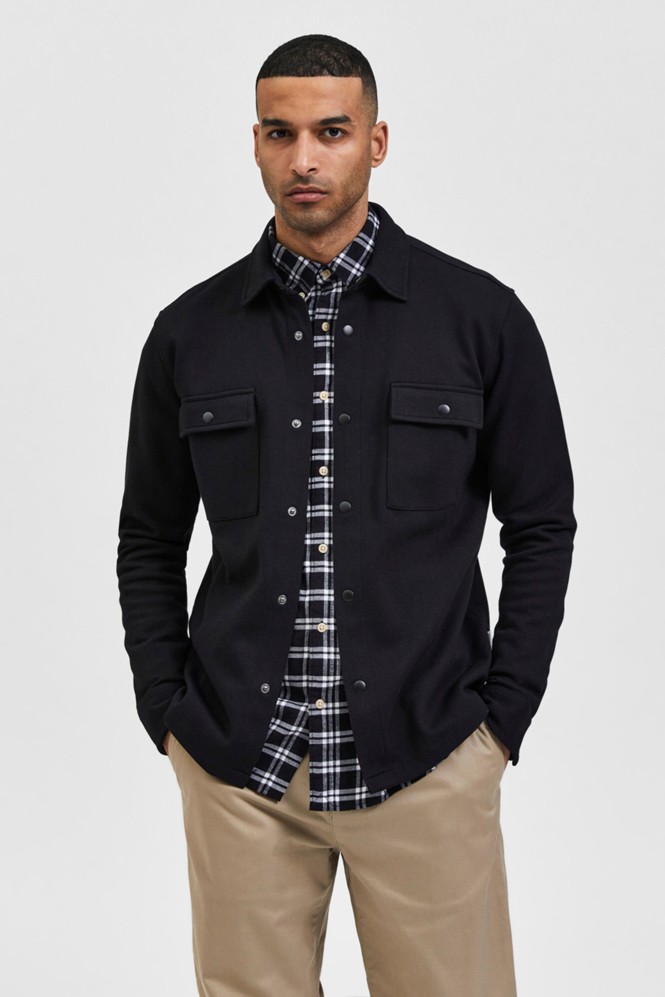 Selected Men's jacket with flap pockets Black