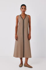 Cortefiel Embroidered dress Beige