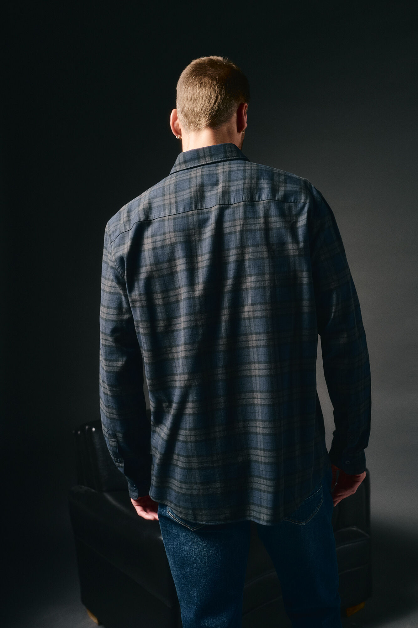 OOTO Camisa de flanela xadrez Azul