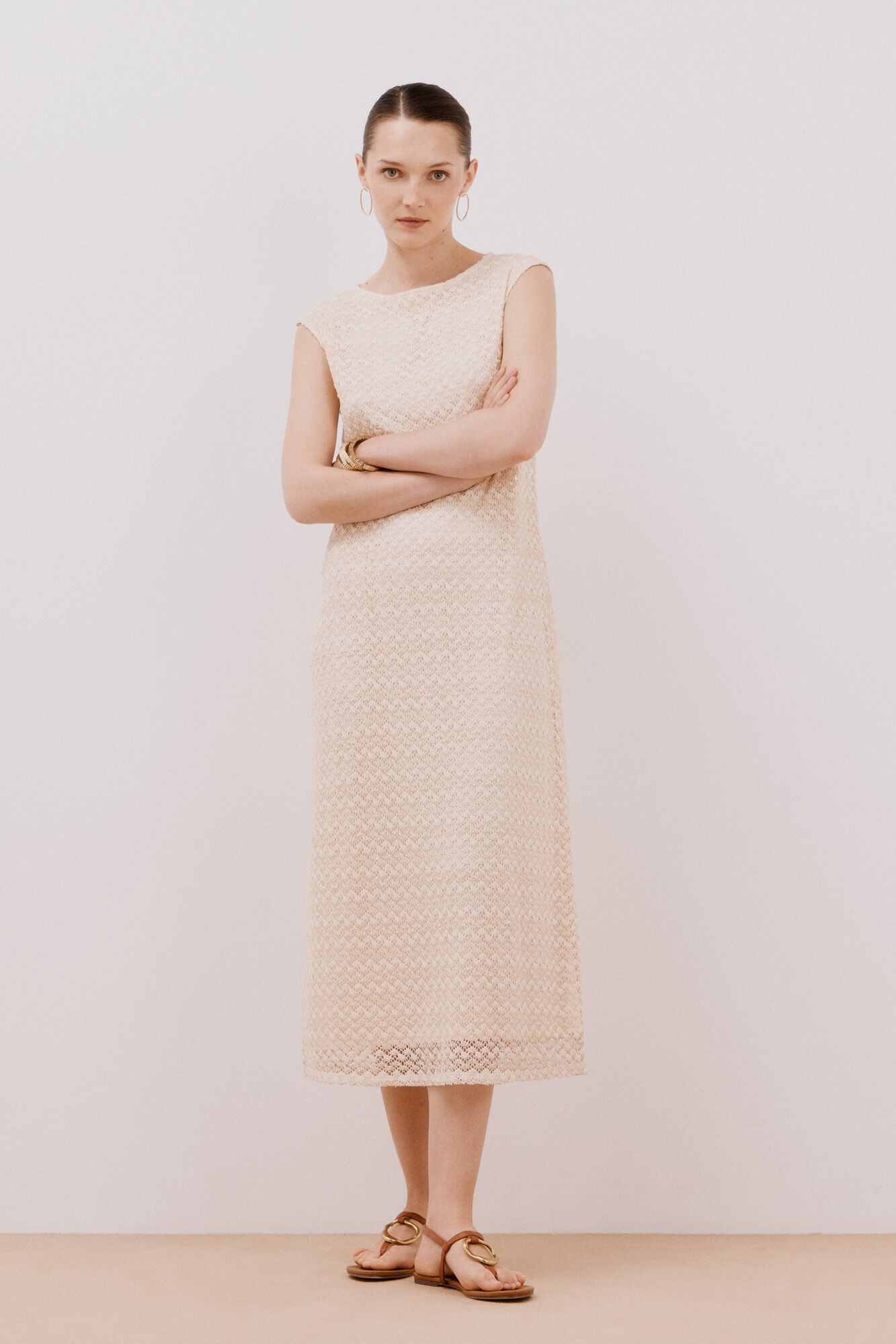 Cortefiel Lurex structured halterneck dress