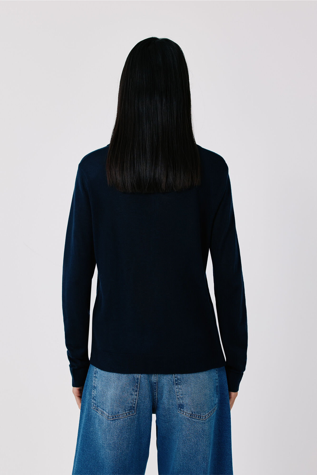 Cortefiel Fine knit polo shirt Navy