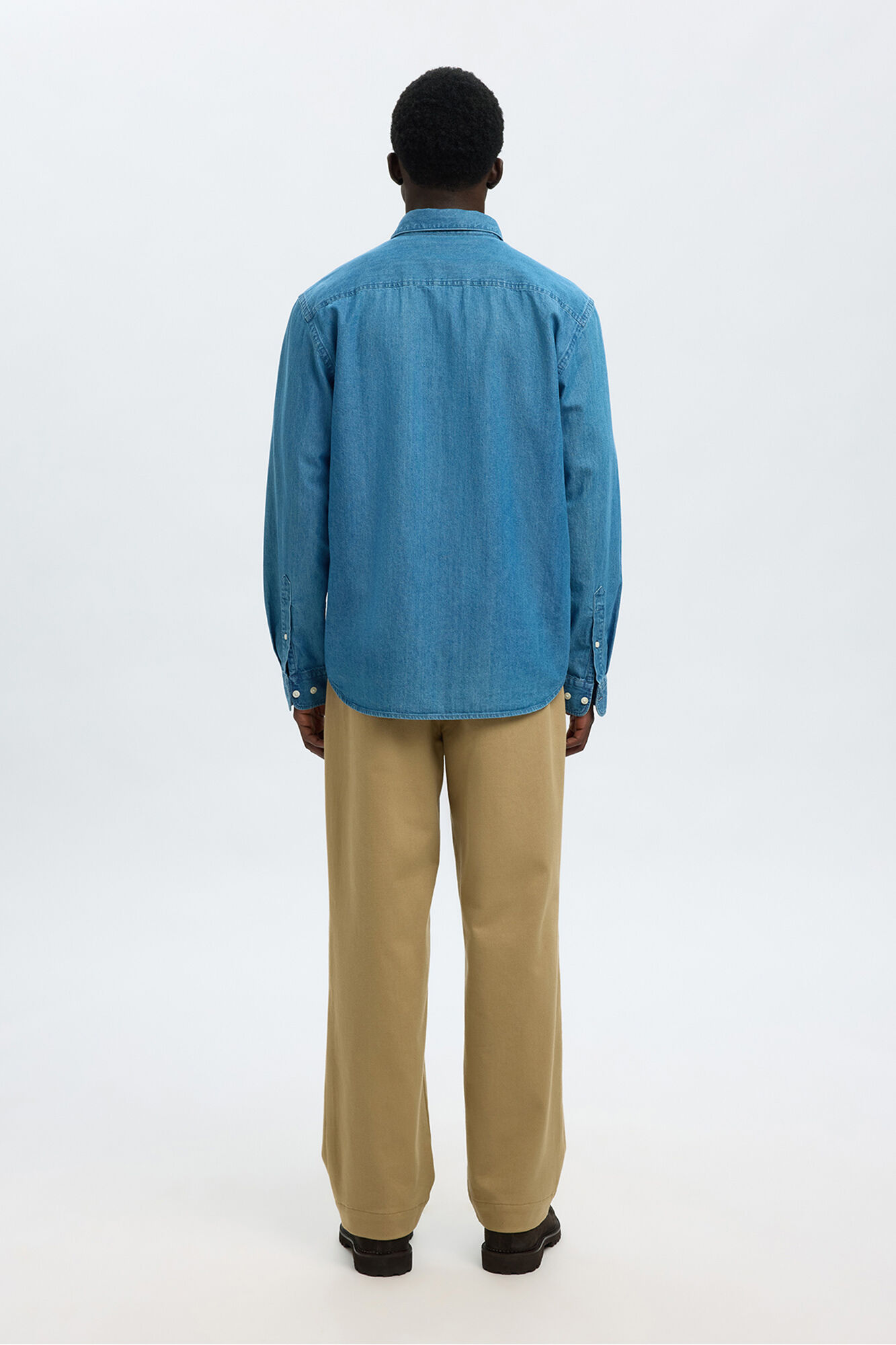 Selected Camisa algod&atilde;o org&acirc;nico Azul