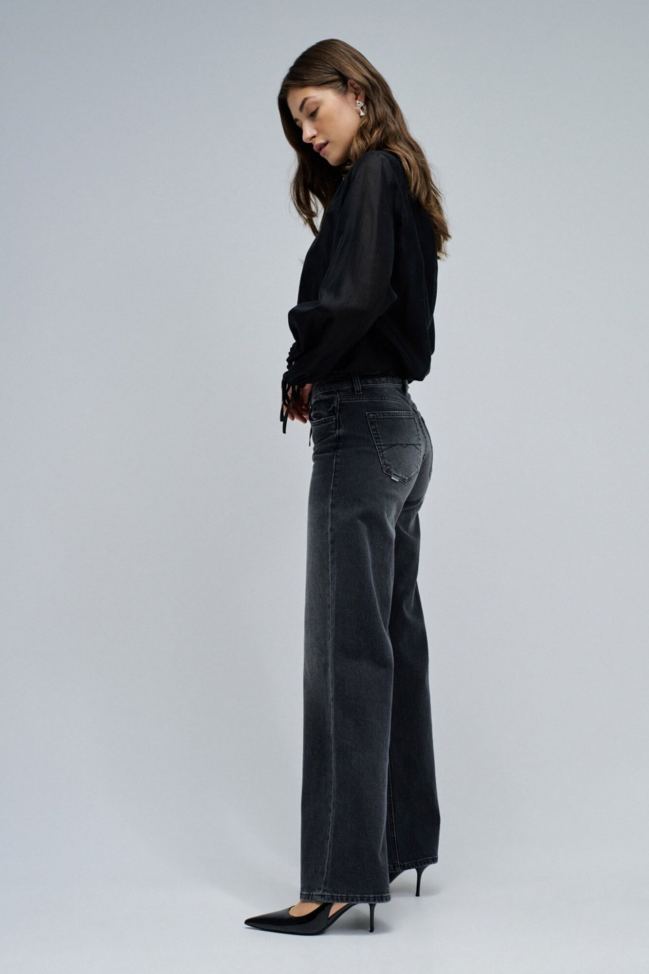 Salsa Jeans Cal&ccedil;a jeans larga de cintura baixa Preto