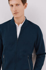 Cortefiel Bomber collar cardigan Navy