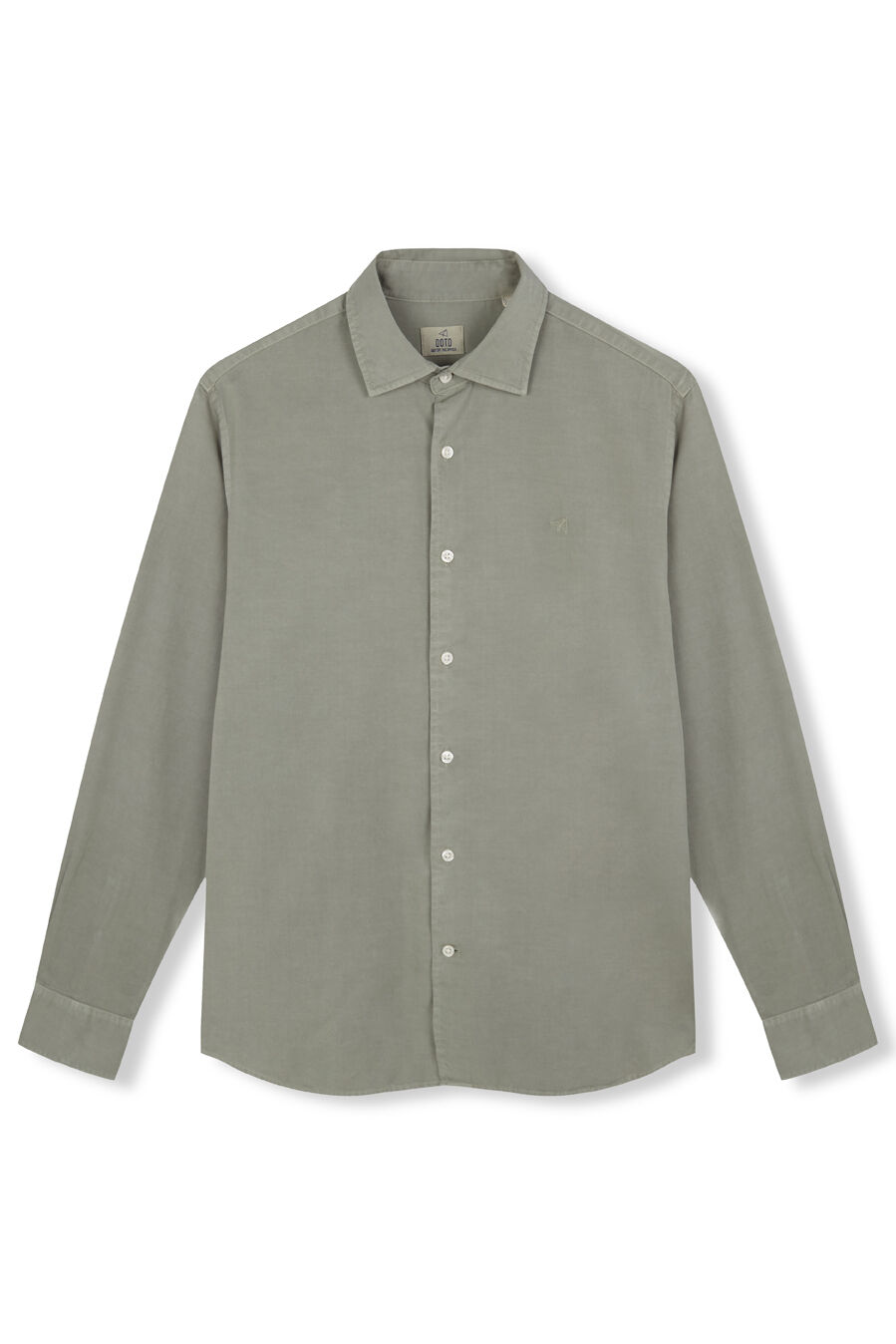 OOTO Camisa liso de algod&atilde;o tencel sarja