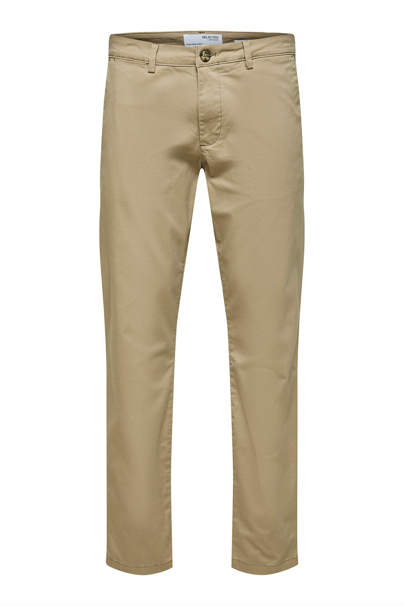 Selected Cal&ccedil;as chino Slim Fit em algod&atilde;o org&acirc;nico Castanho