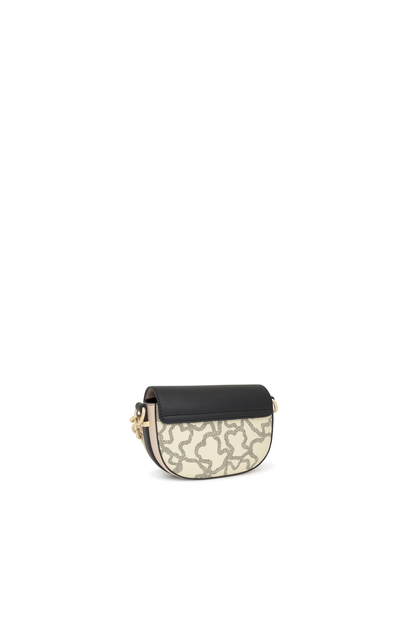 Tous Kaos Icon black and beige crescent mini crossbody bag Black