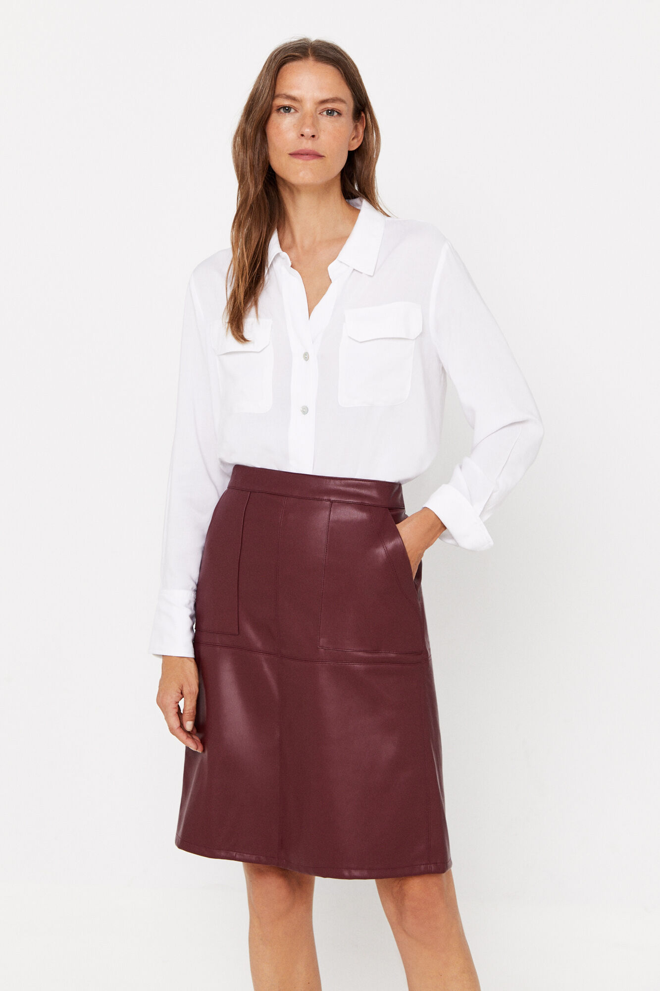 Here For It Faux Leather Mini Skirt - Burgundy - ShopperBoard