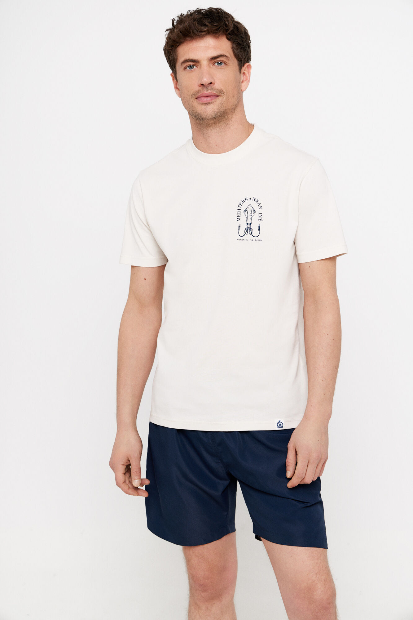 Cortefiel Squid graphic T-shirt Beige