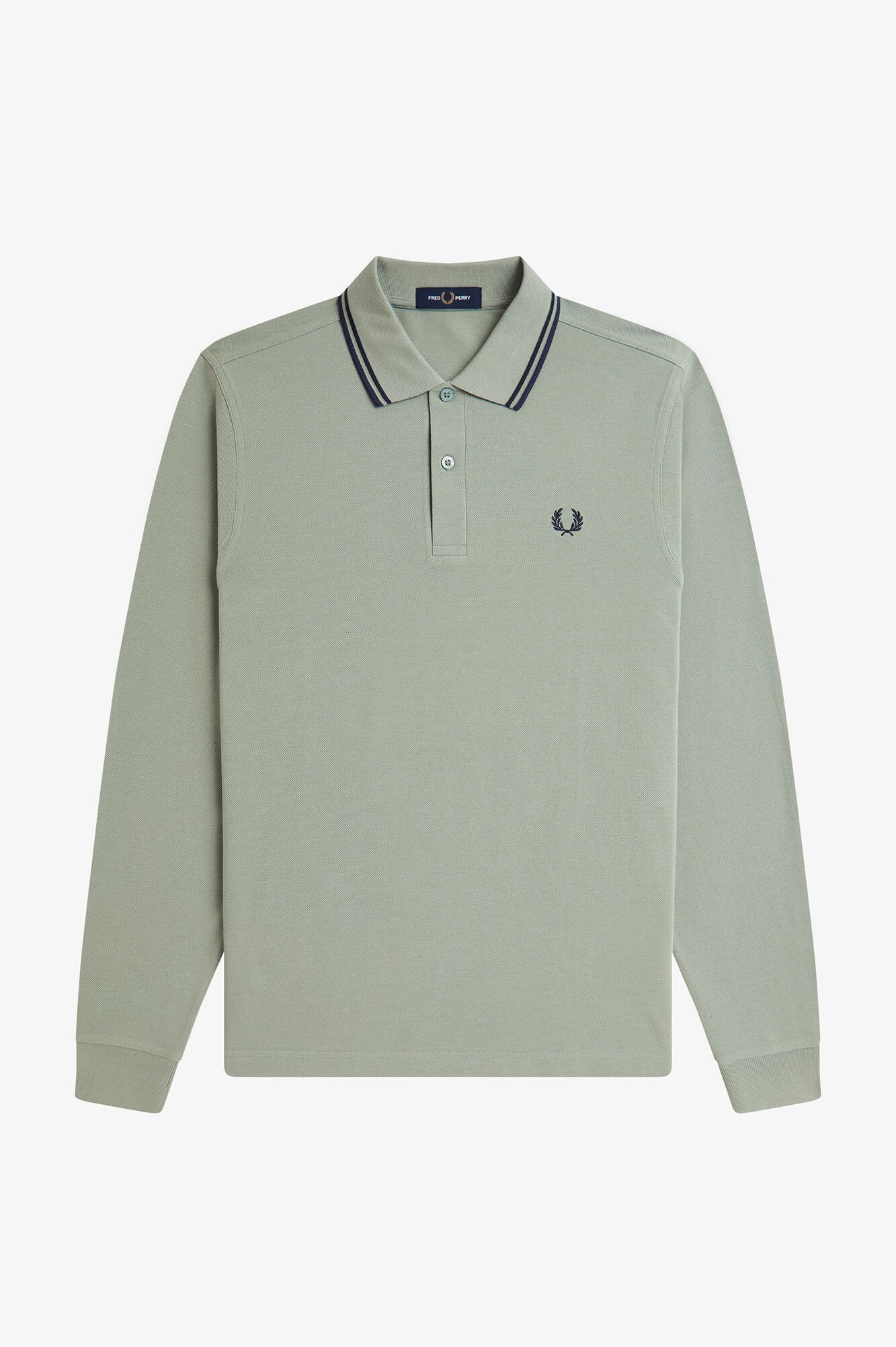 Fred Perry Polo piqu&eacute; de manga comprida masculina Verde