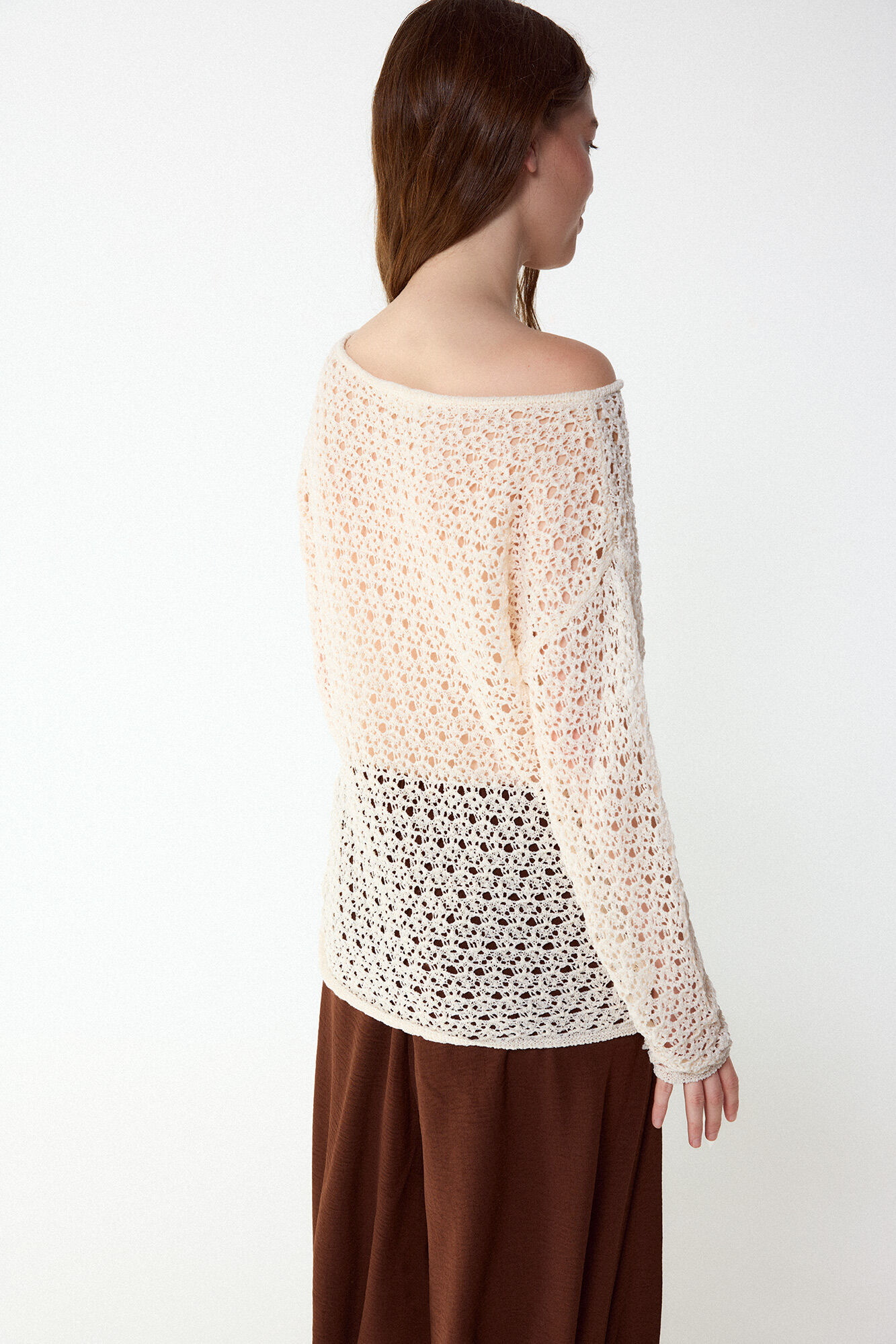 Slowlove Camisola de malha rendada Ecru