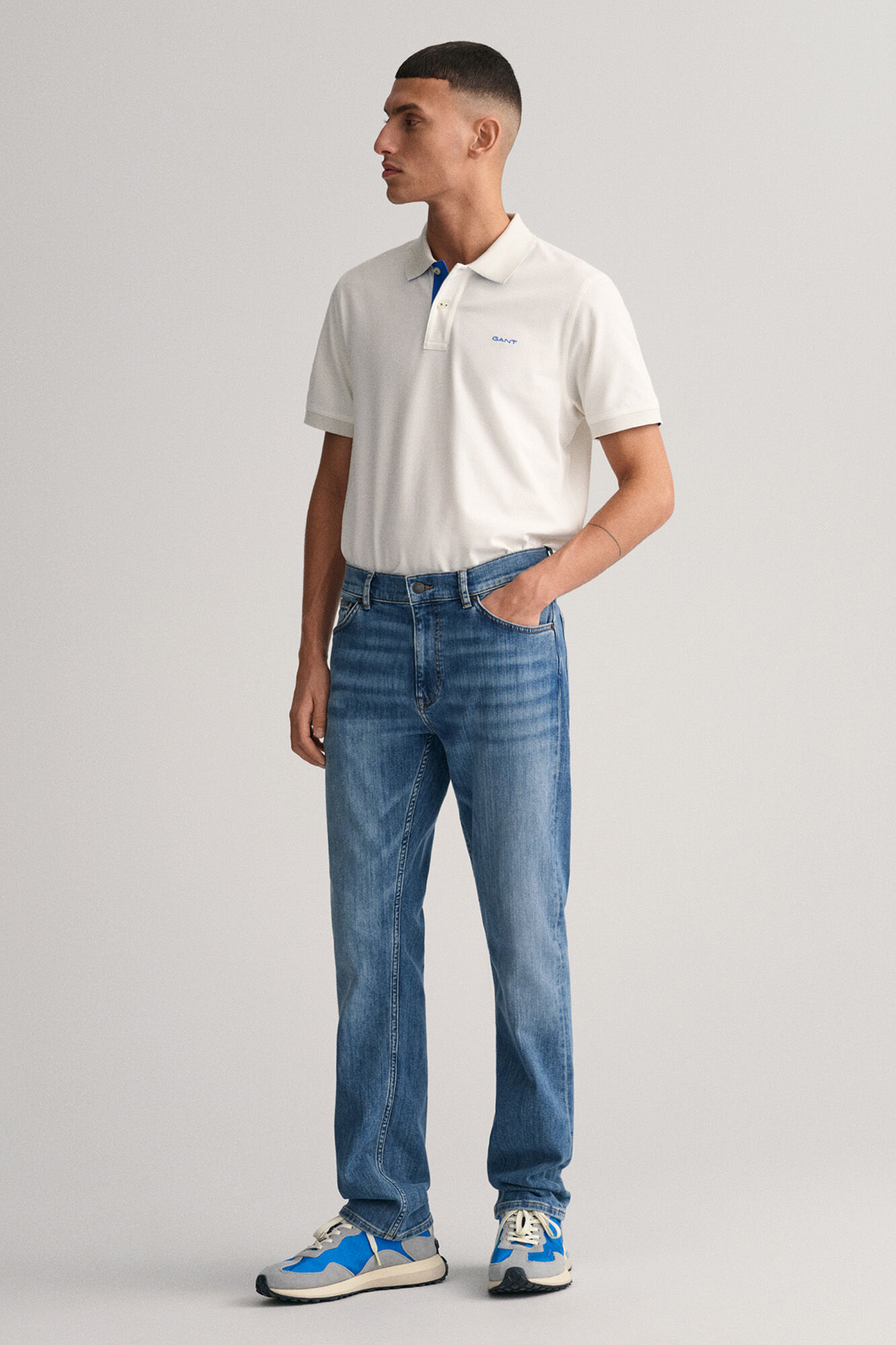 Gant Polo piqu&eacute; contrastante Ecru