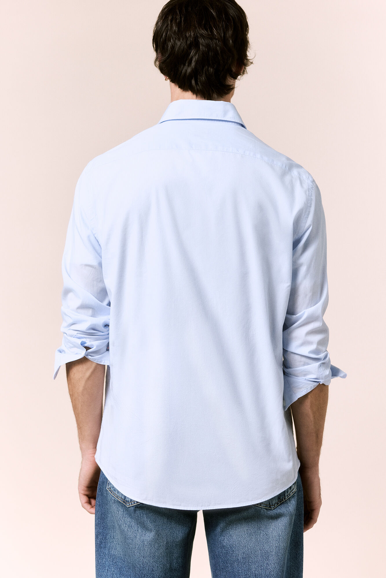 OOTO Poplin striped long sleeve shirt Blue