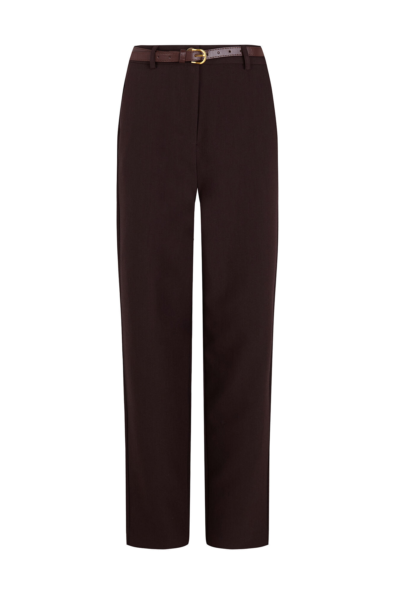 Cortefiel Women's tailored trousers with belt Dark brown