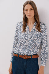 Cortefiel Satin-finish shirt Printed blue
