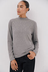 Cortefiel T-shirt with rhinestone detail Grey