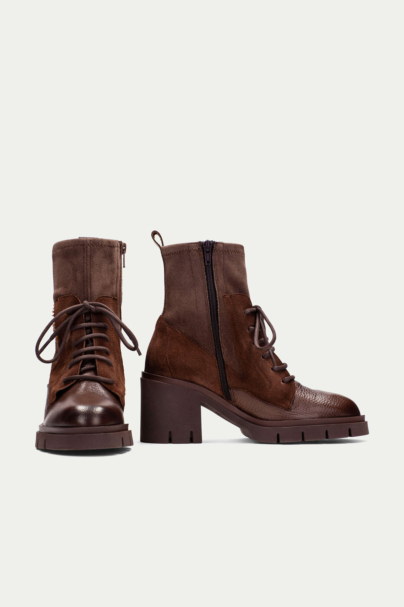 Hispanitas Lace-up ankle boot with track sole in Zurich Dark brown