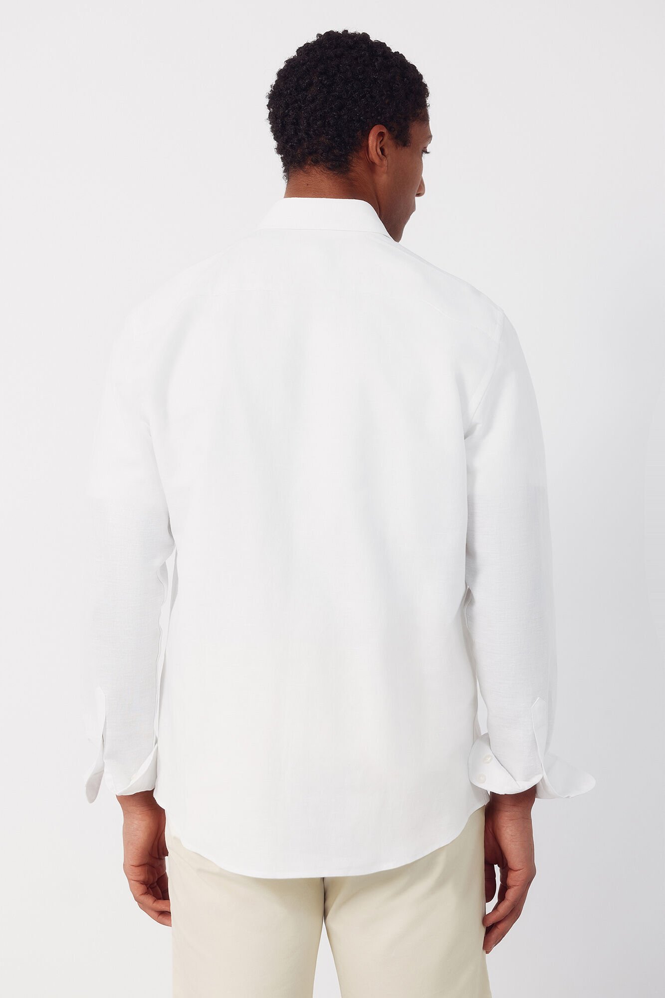 Cortefiel Plain linen cotton shirt White