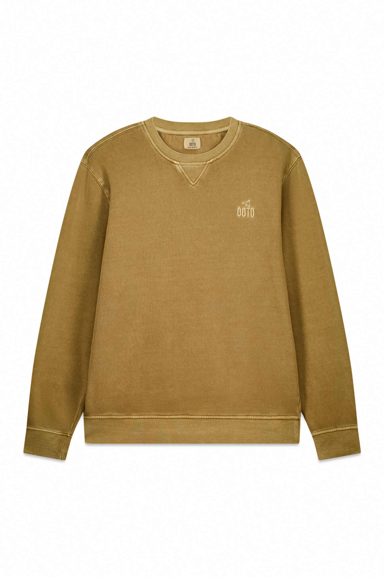 OOTO Sudadera b&aacute;sica lavada cuello redondo Camel