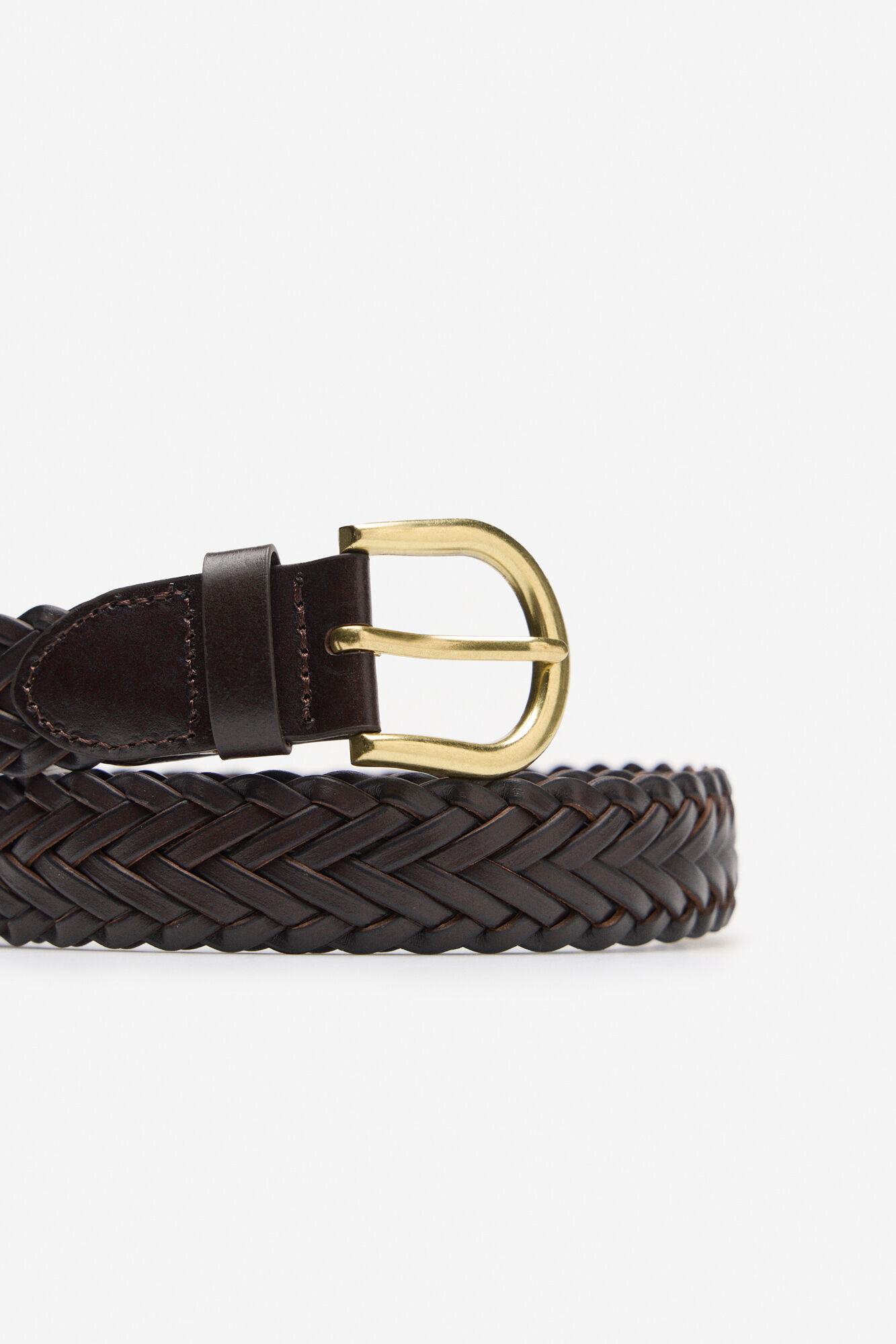 Cortefiel Classic braided belt Dark brown