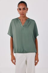 Cortefiel Satin-finish short sleeve blouse Printed green