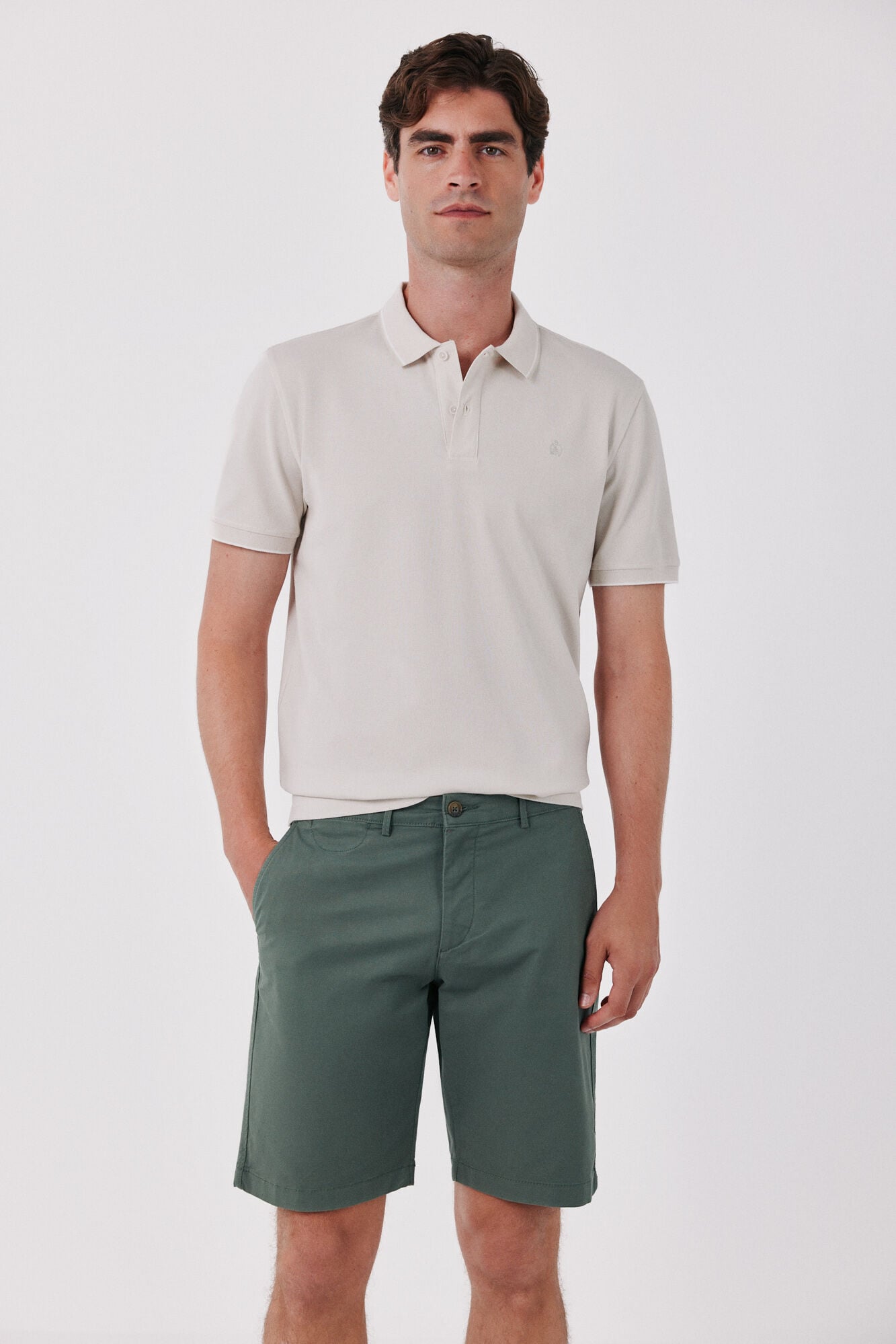 Cortefiel Basic regular Bermuda shorts Kaki