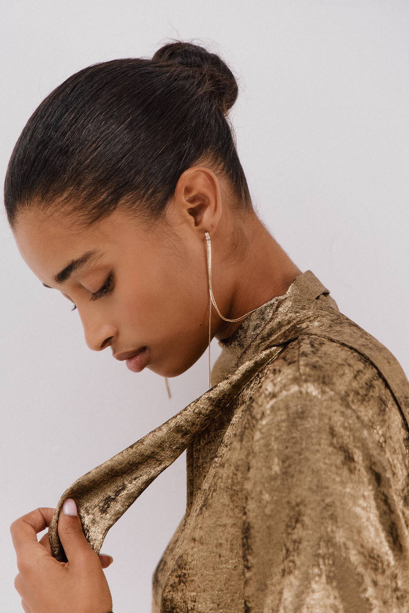 Cortefiel jersey-knit skirt with lurex Gold