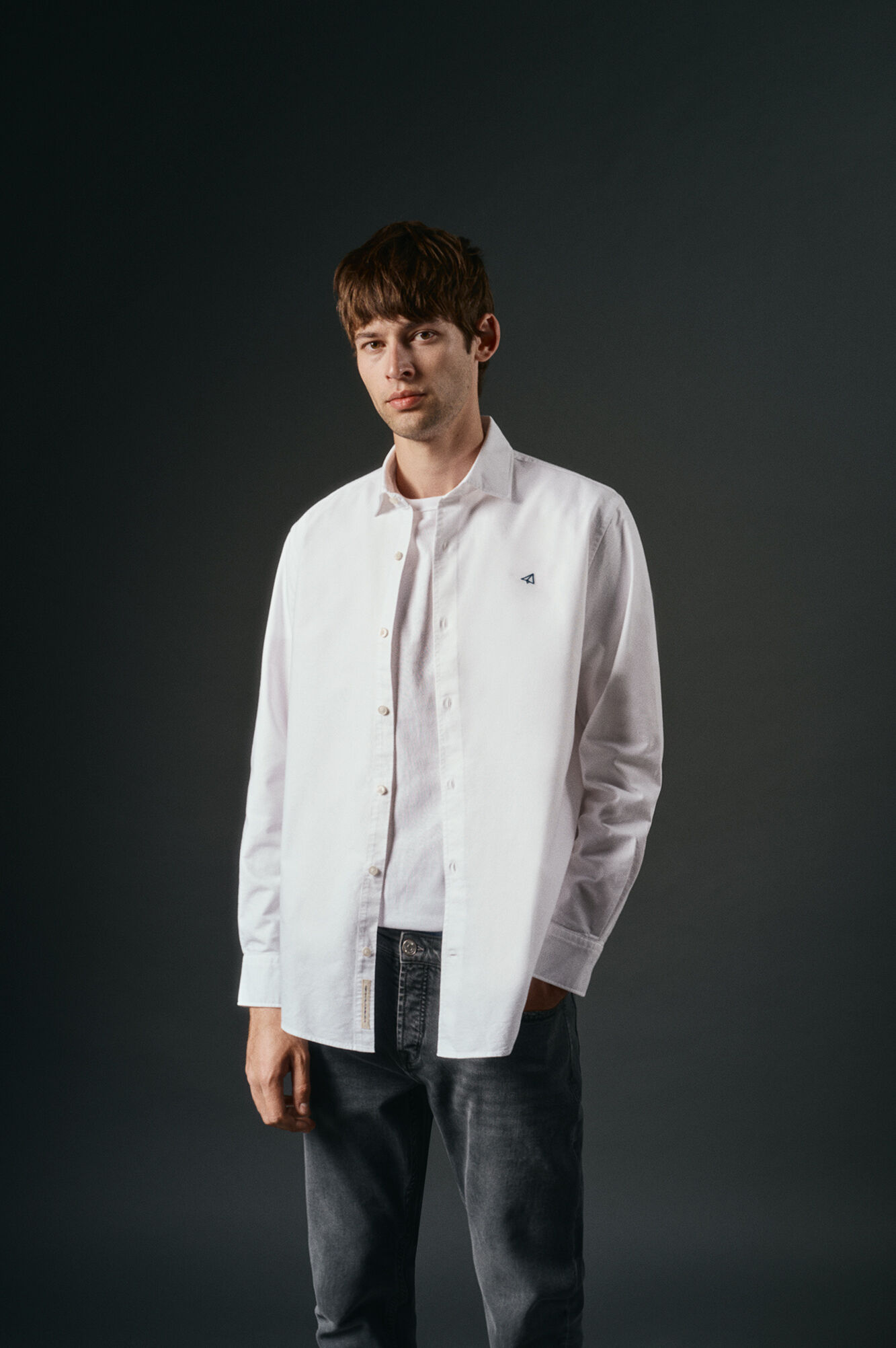 OOTO Camisa oxford liso Branco