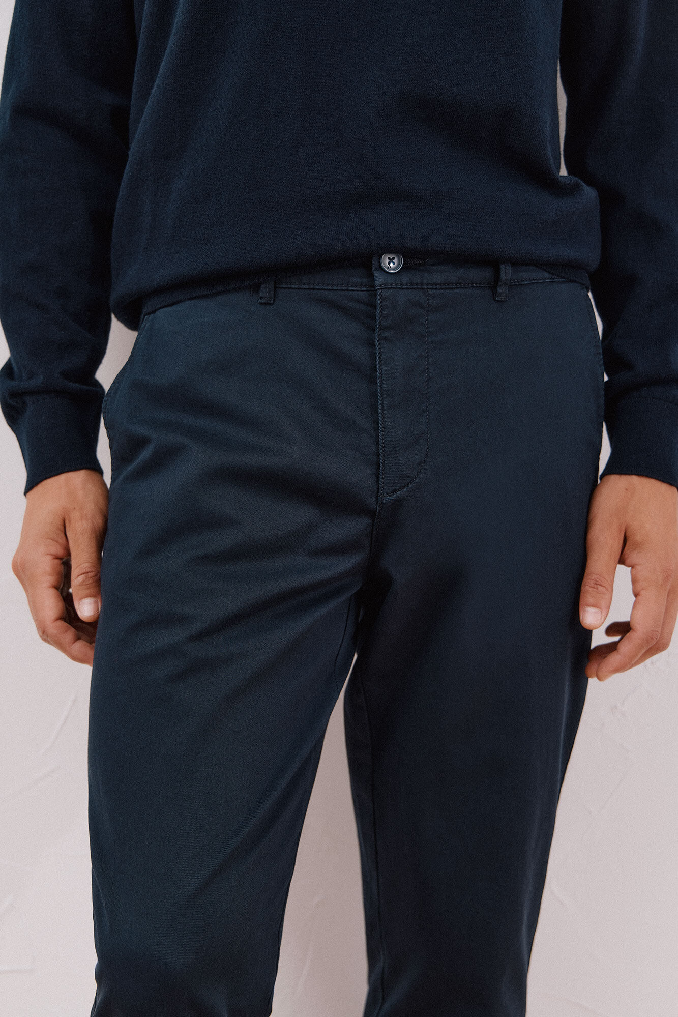 Cortefiel Regular fit lightweight chinos Navy