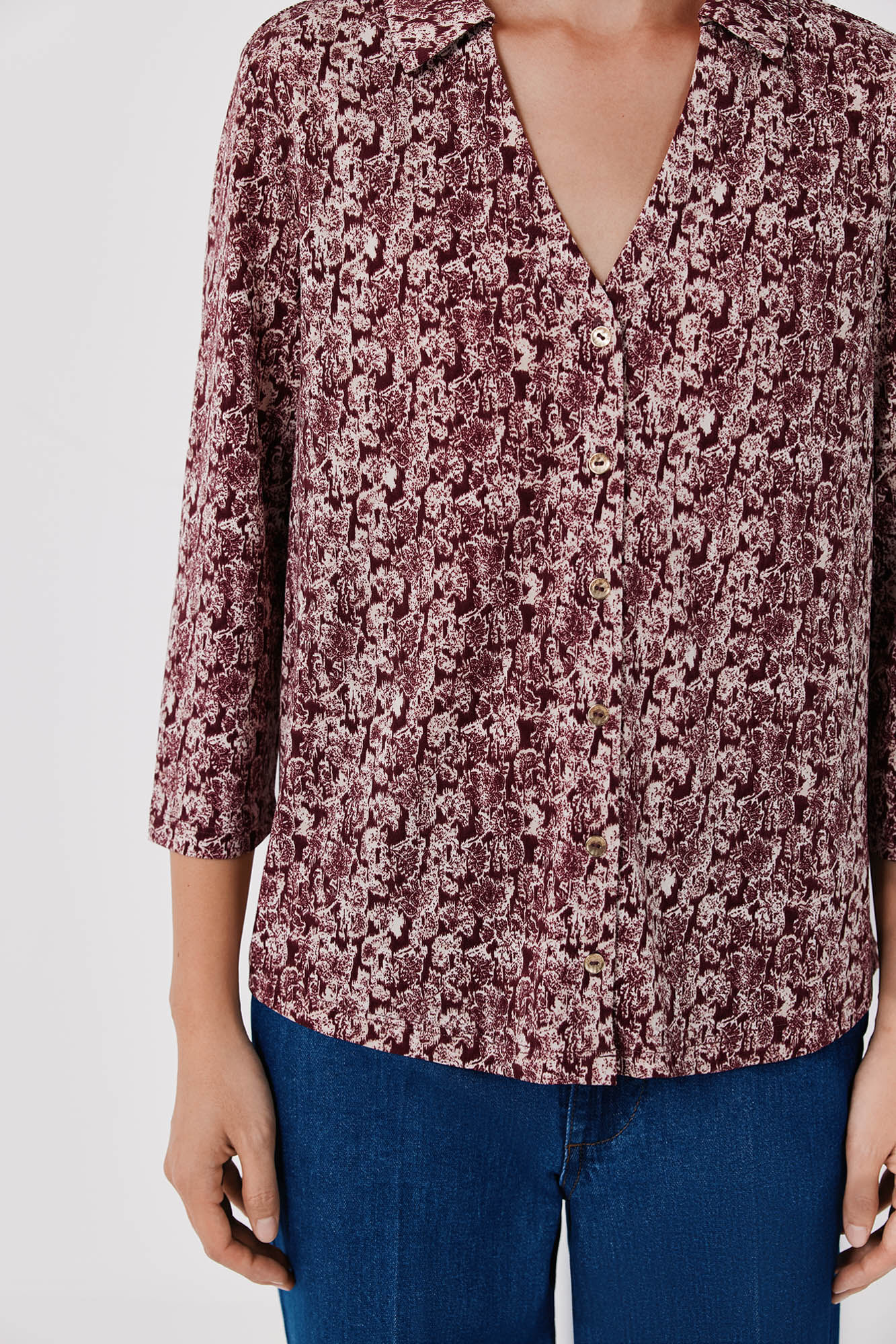 Cortefiel Camisa el&aacute;stica botones Multicolor
