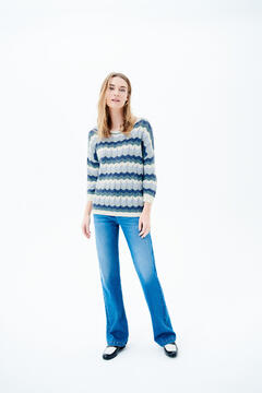 Cortefiel Marineta sweater Printed blue