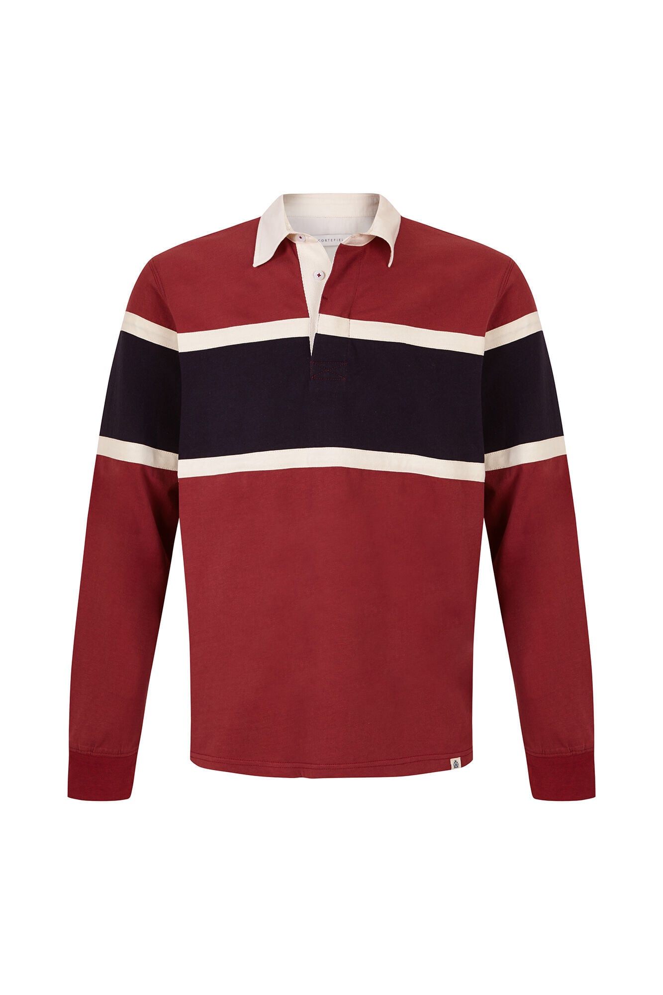 Cortefiel Colour block rugby polo shirt Maroon