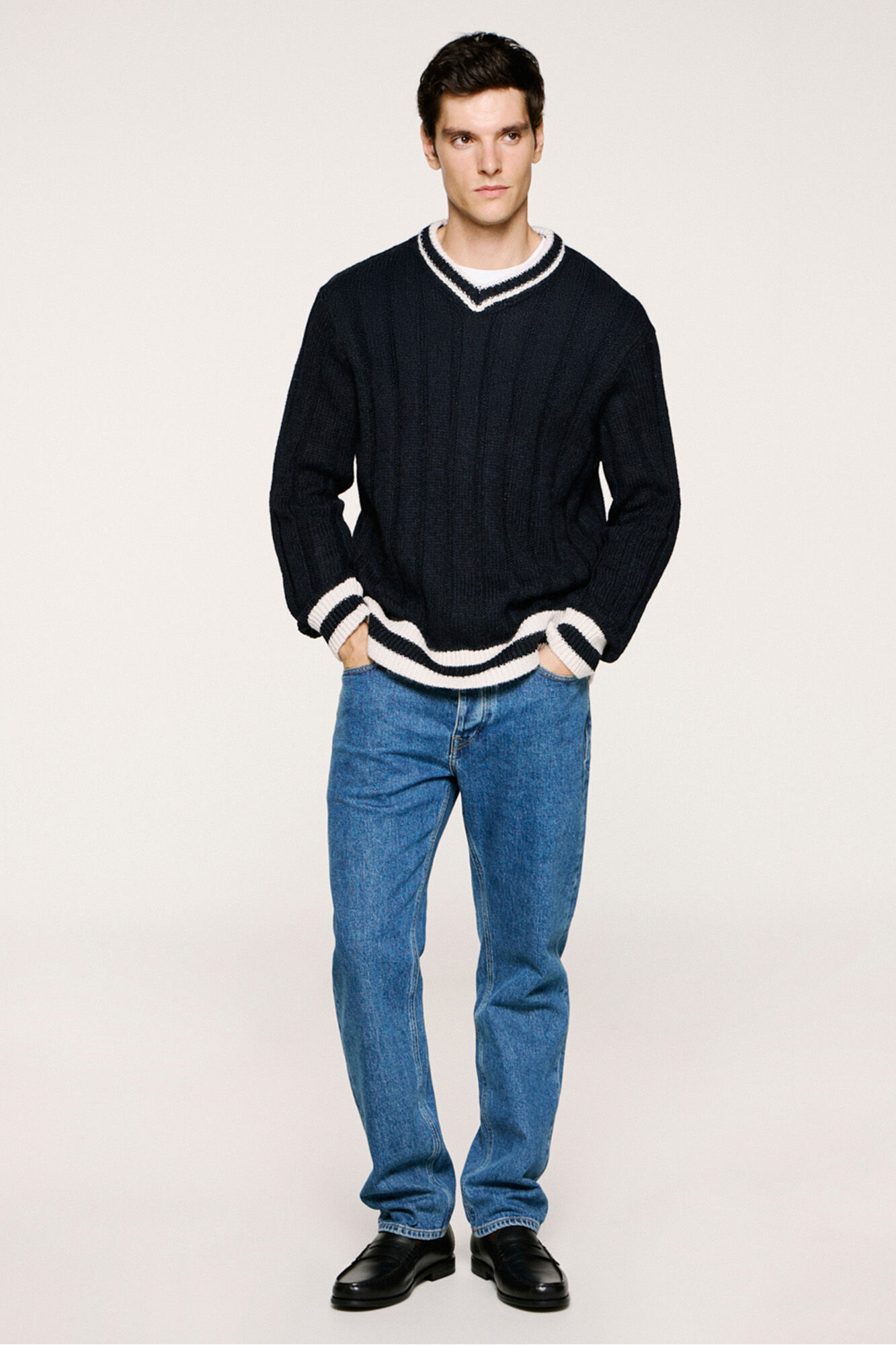 Selected Camisola de l&atilde; e alpaca com gola em V 