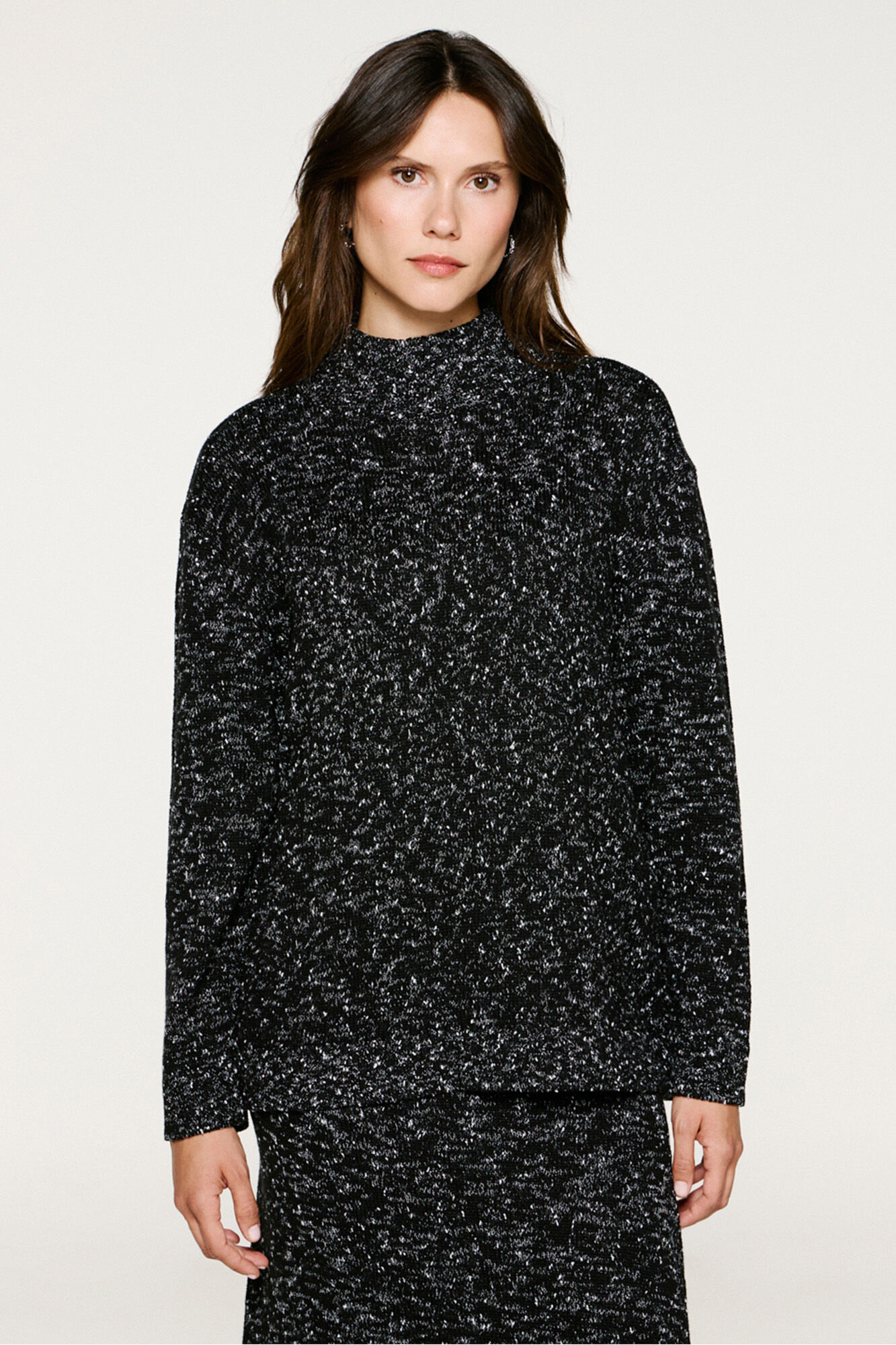 Selected Organic cotton high neck jumper  Black
