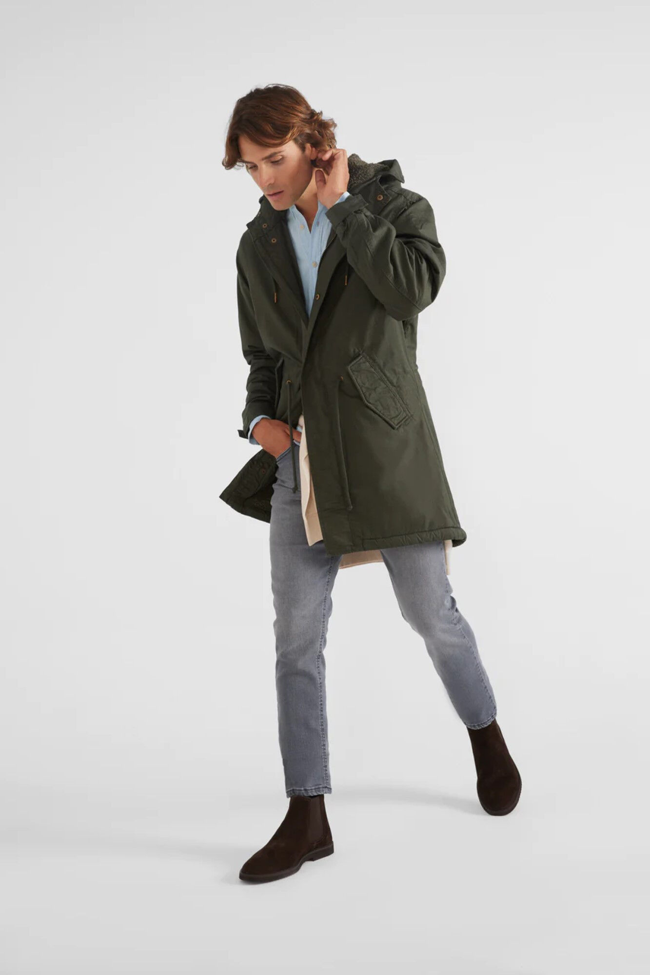 Silbon Green faux shearling classic parka Green