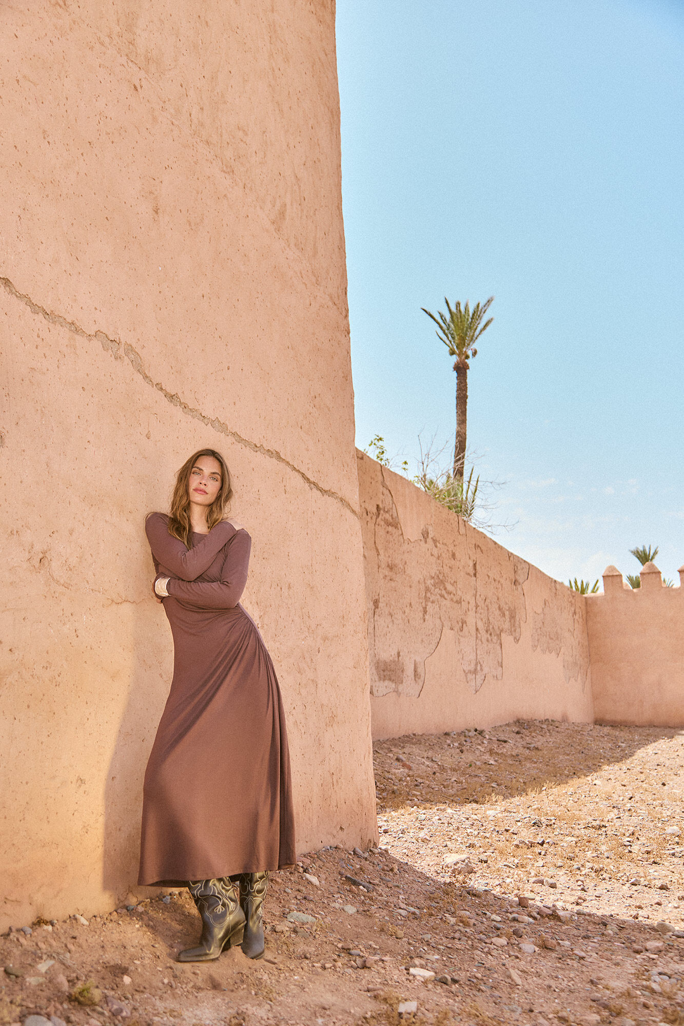 Slowlove Vestido de malha com franzido lateral